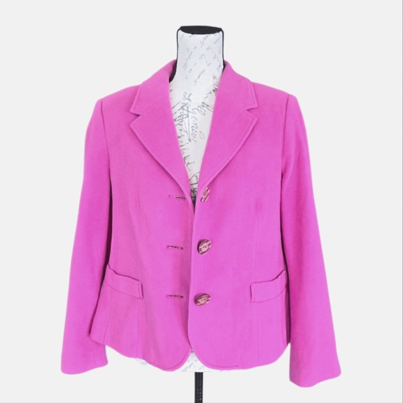 Tribal Fushia Pink Button Up Wool Cashmere Blend Blazer Jacket 10P - Picture 1 of 7